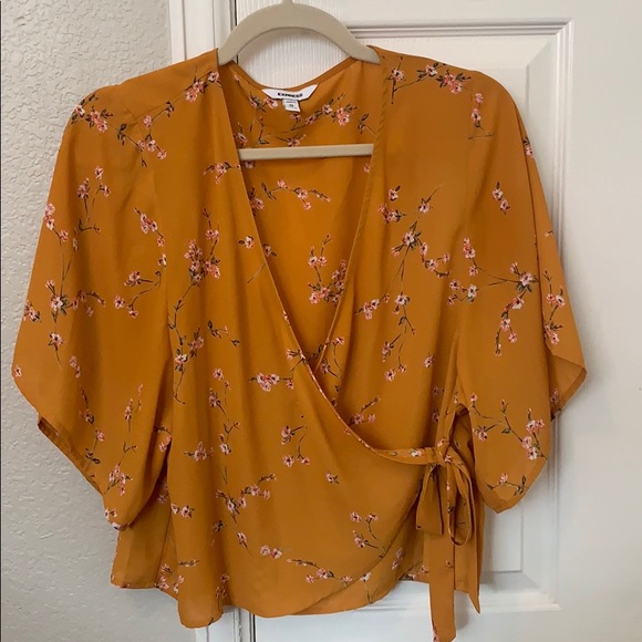 Express Tops - Express Golden Floral Flowy top